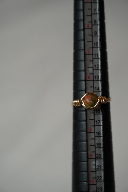 Gold Unakite Ring Size 7