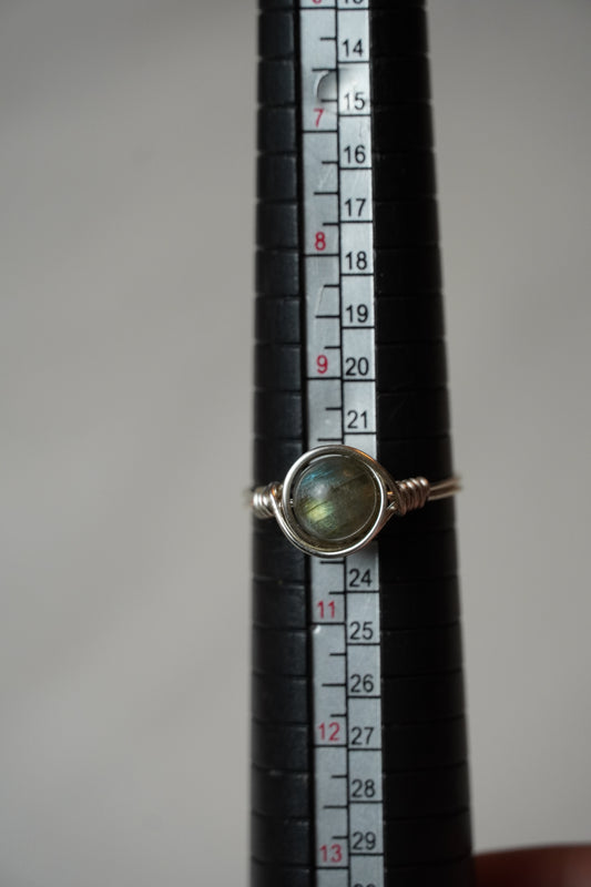 Silver Labradorite Ring: Size 10