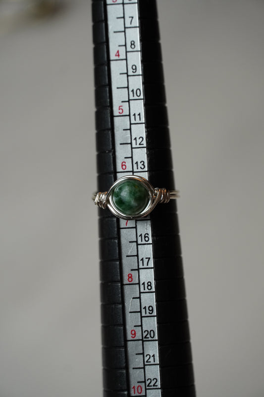 Silver Tree Agate Ring: Size 7