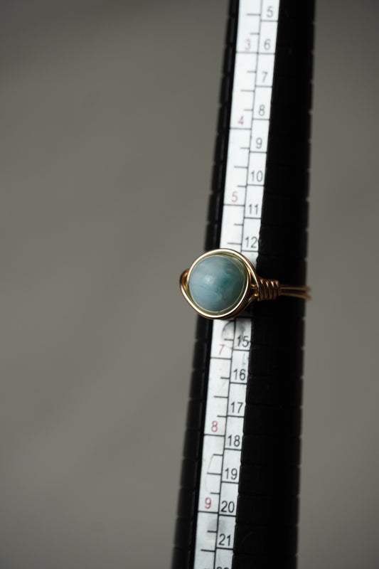 Gold Larimar Ring: Size 6
