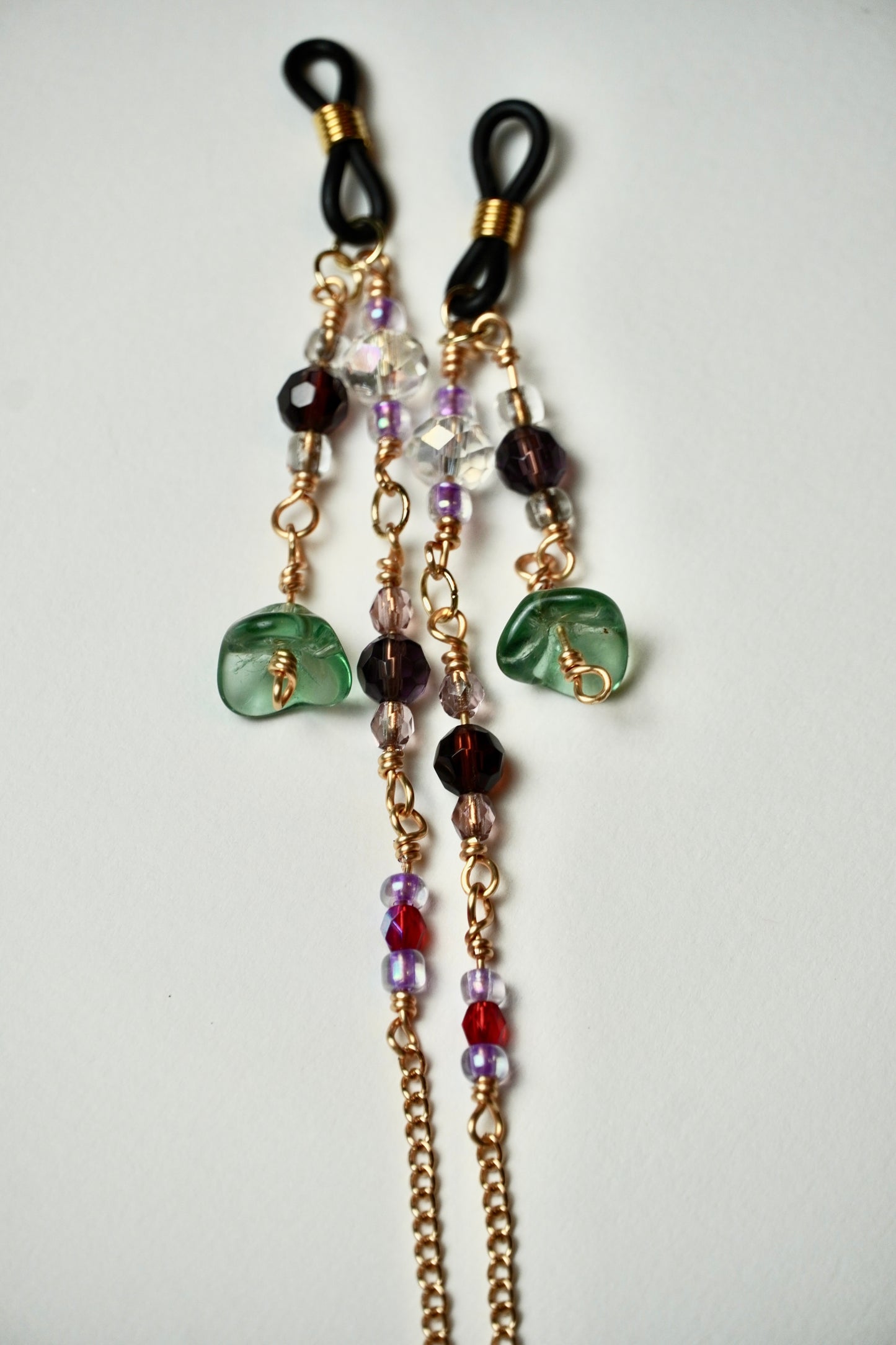 Dangling Flower Gold Eye Glass Bead Chains
