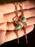 Raw Copper Asymmetrical Sea Agate Earrings