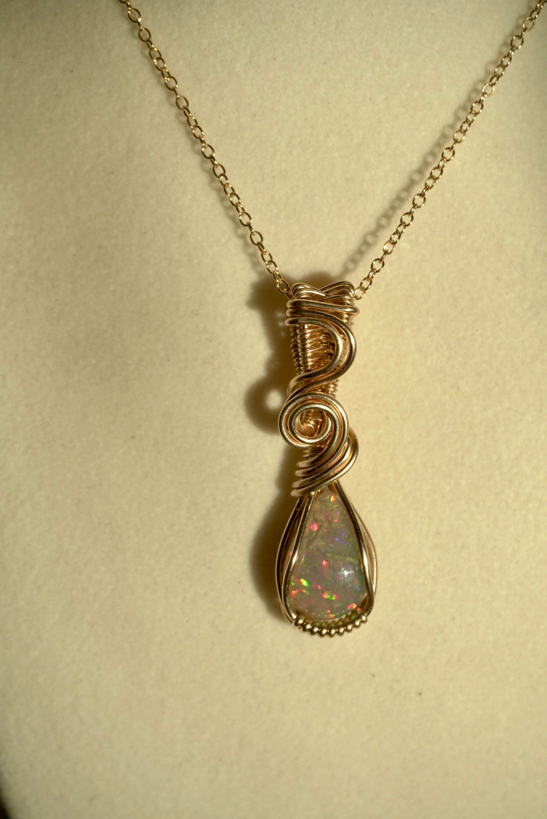 RARE Natural Dark Ethiopian Opal in 14k Gold Filled