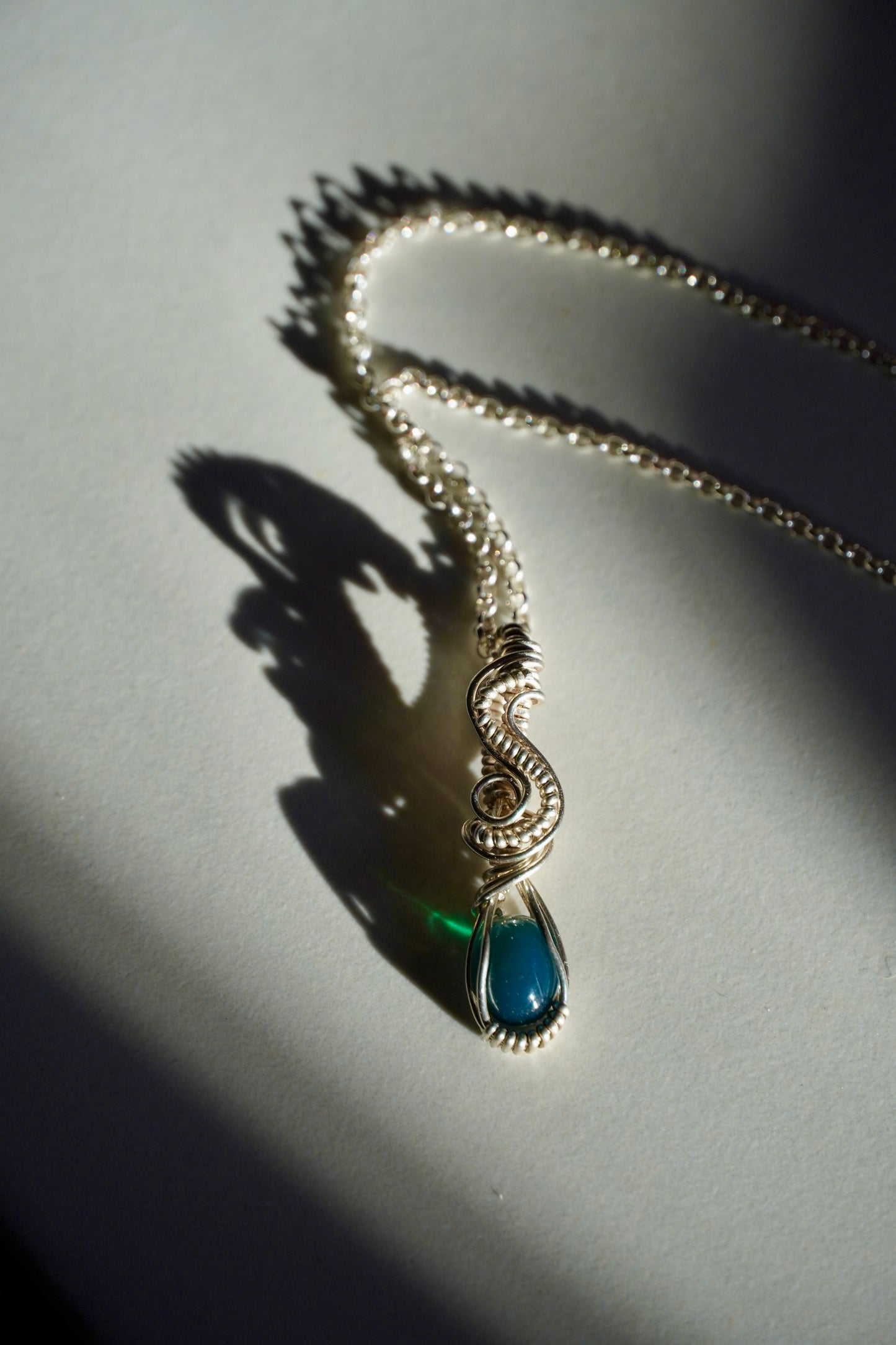 Mini Blue Australian Opal Sterling Silver Pendant