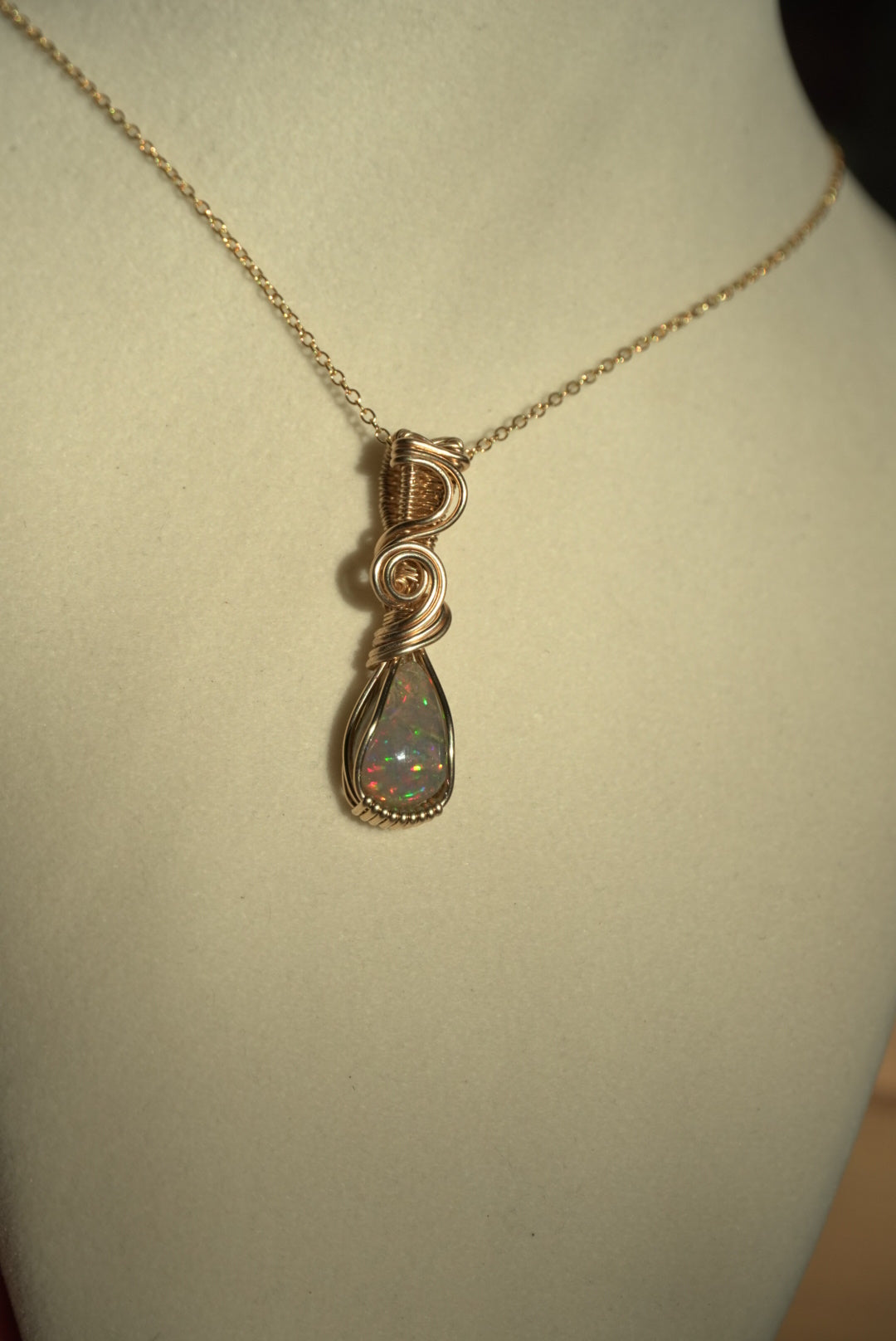 RARE Natural Dark Ethiopian Opal in 14k Gold Filled