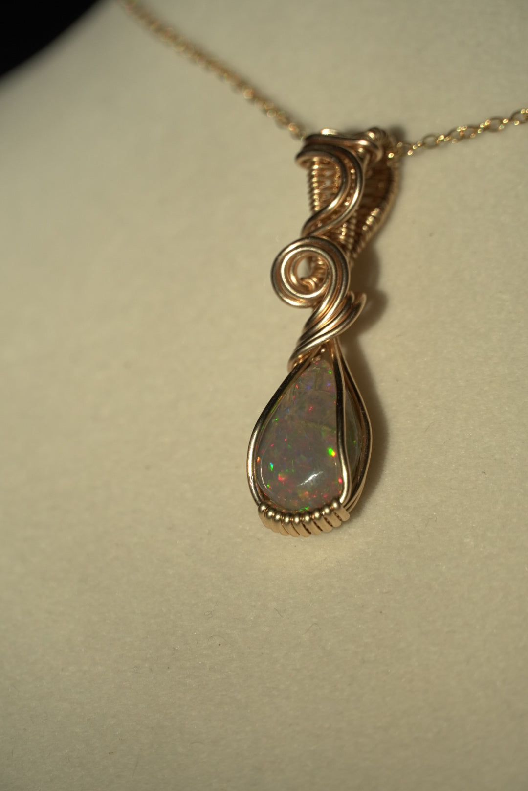 RARE Natural Dark Ethiopian Opal in 14k Gold Filled