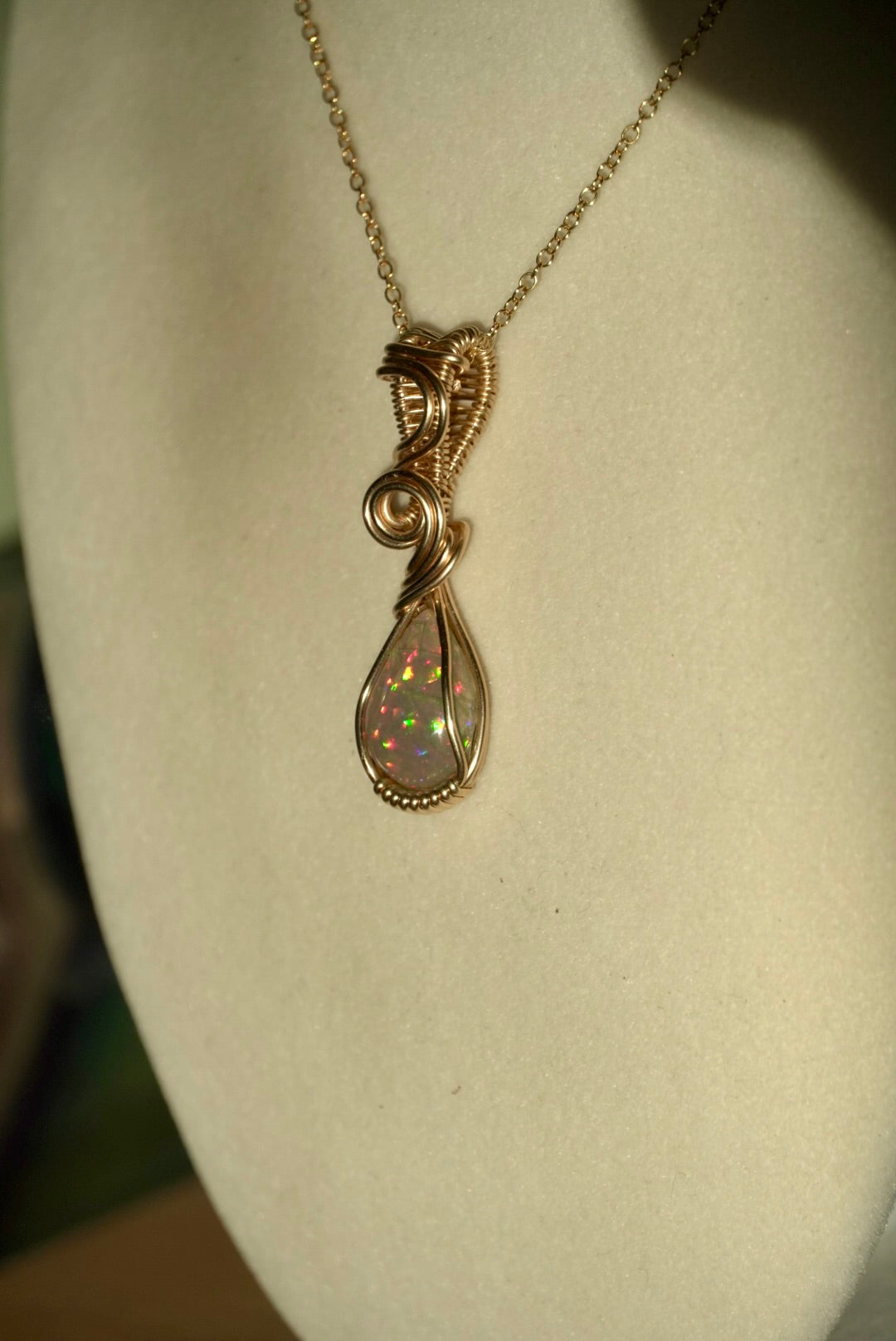 RARE Natural Dark Ethiopian Opal in 14k Gold Filled