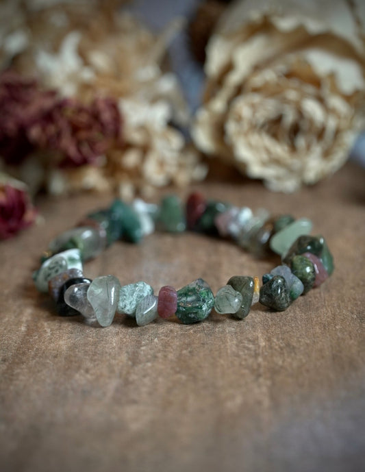 Moss Agate Chip Bracelet