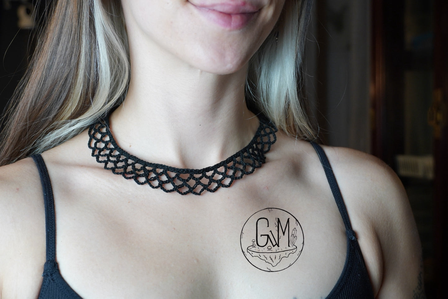 Crocheted Black Lace Collar