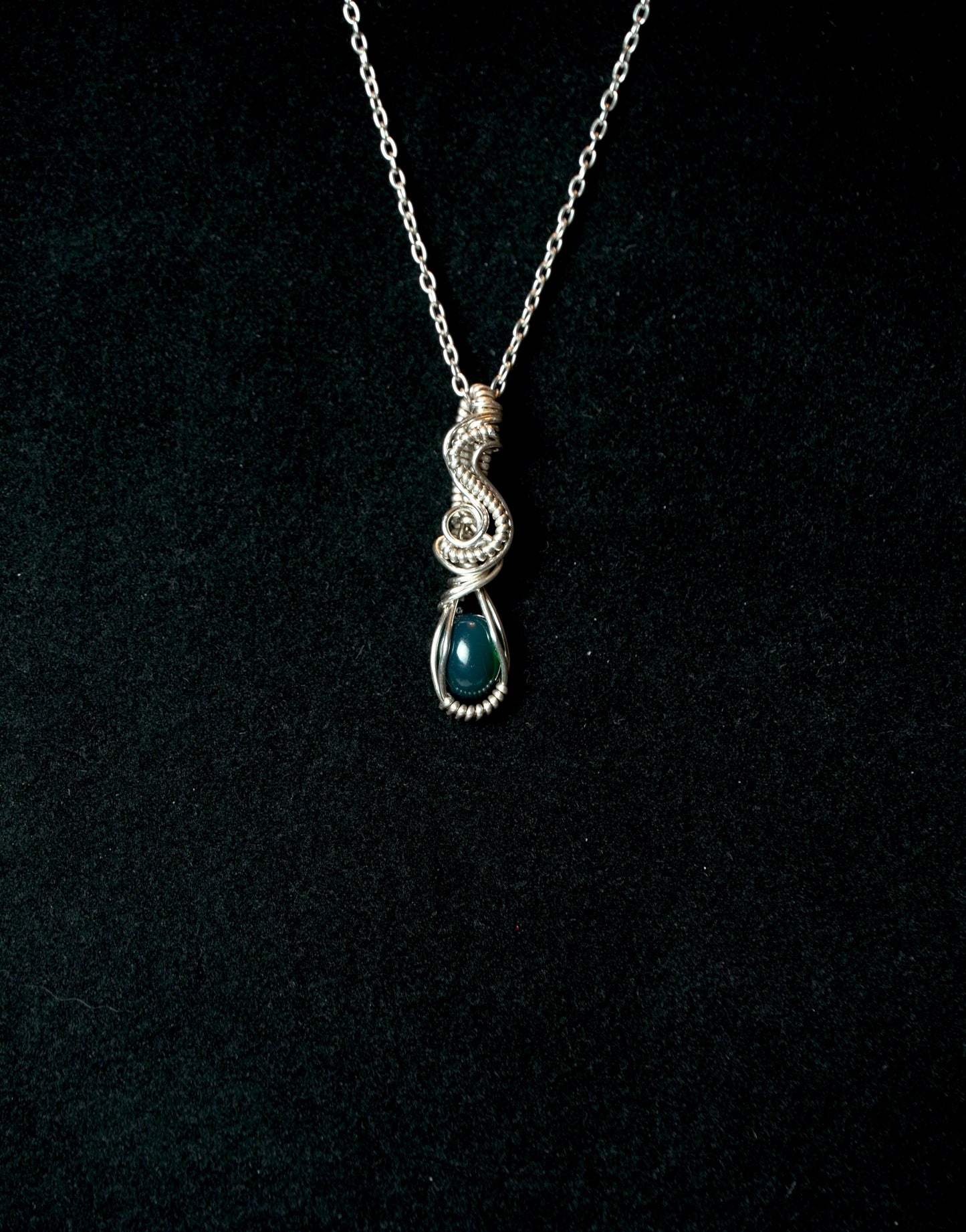Mini Blue Australian Opal Sterling Silver Pendant