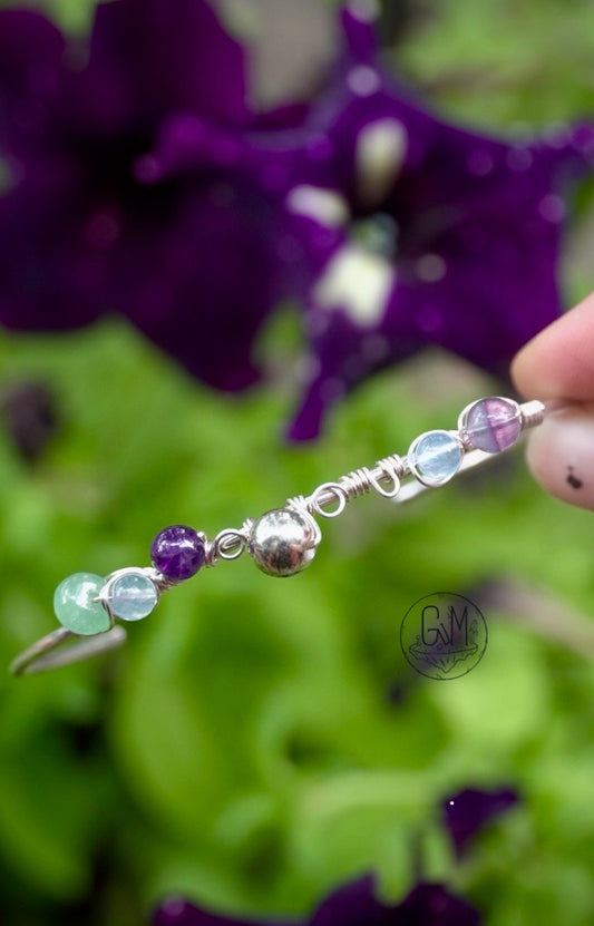 Sterling Silver Mixed Bead Cuff Bracelet