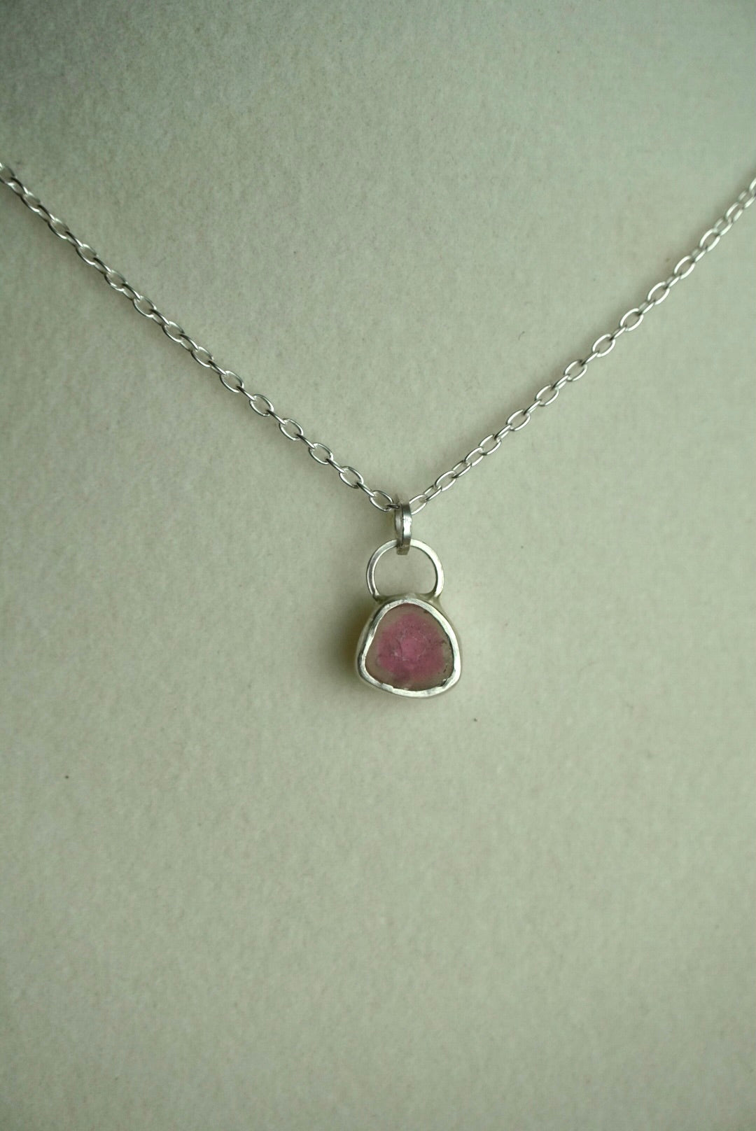 Watermelon Tourmaline in Open Back Sterling Silver