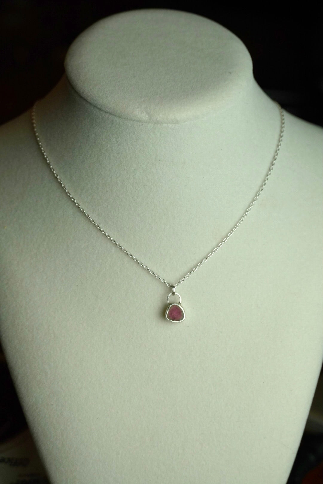 Watermelon Tourmaline in Open Back Sterling Silver