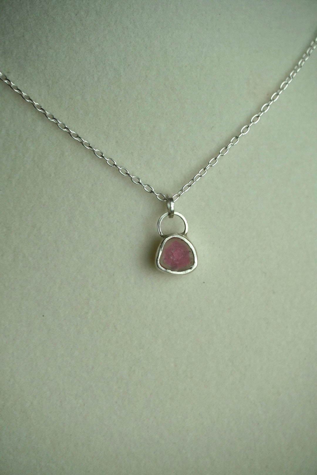 Watermelon Tourmaline in Open Back Sterling Silver