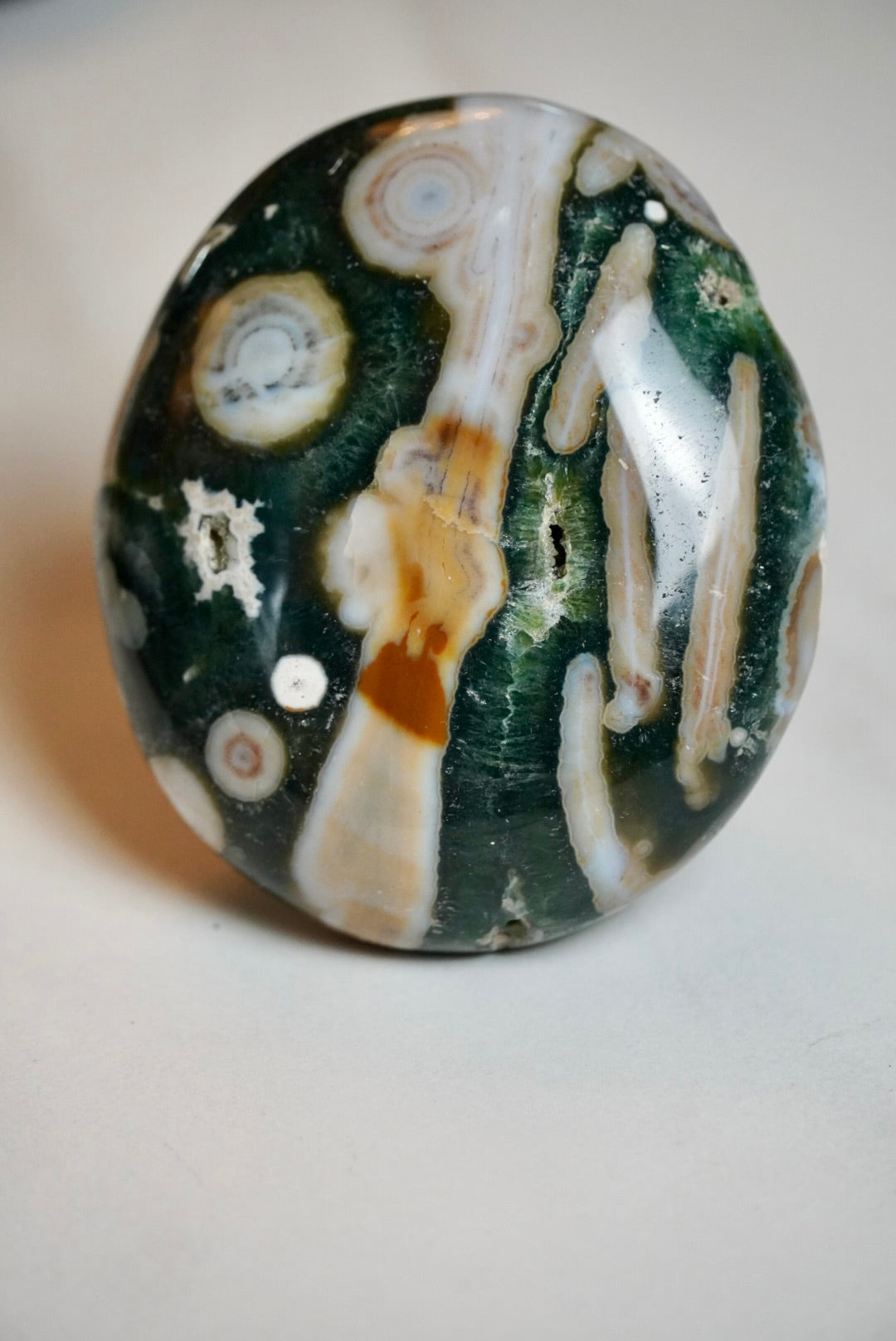 8th Vein Ocean Jasper Palm Stone
