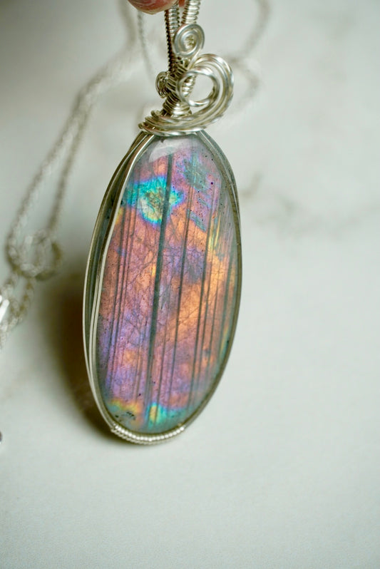 Rainbow Labradorite Dual Flash In Sterling Silver.