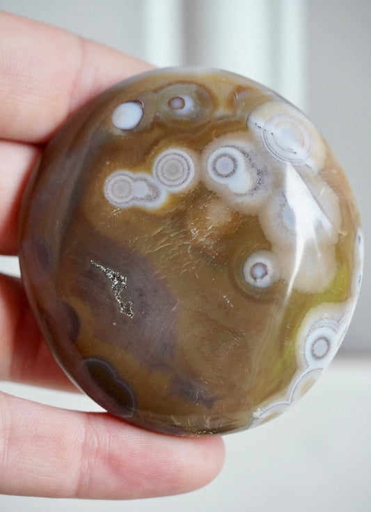 8th Vein Ocean Jasper Palm Stone