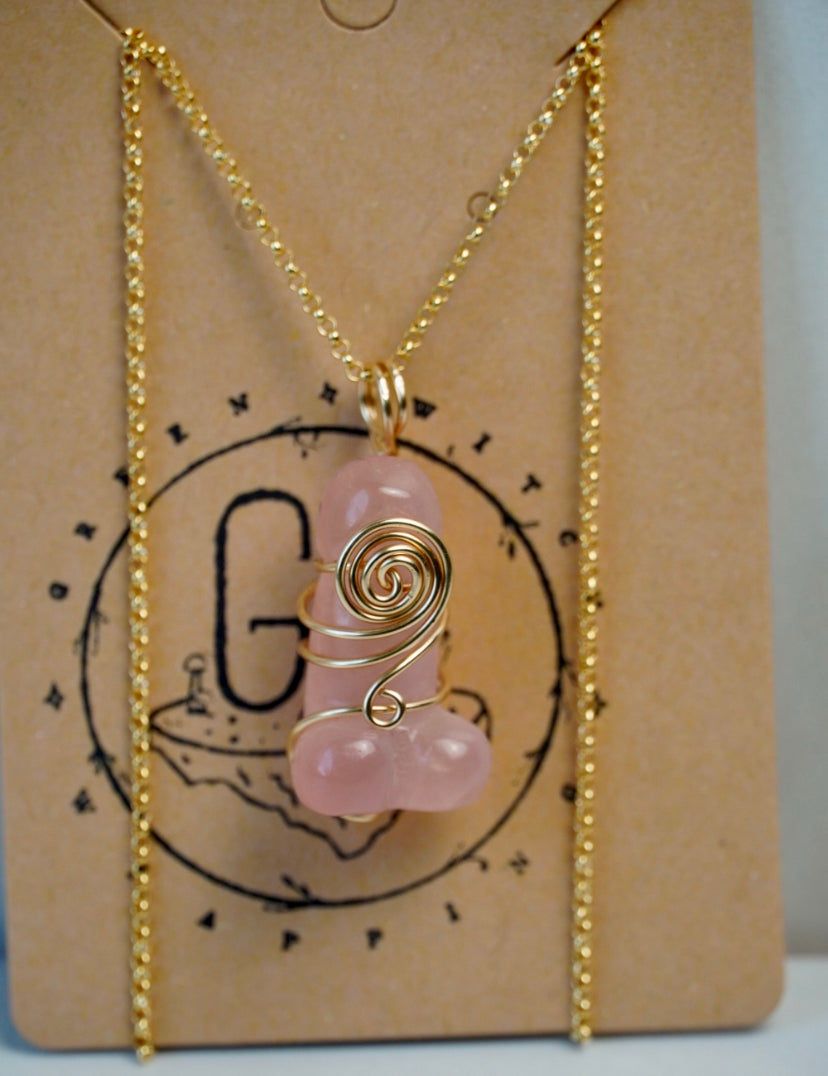 14k Gold Filled Rose Quartz Penis