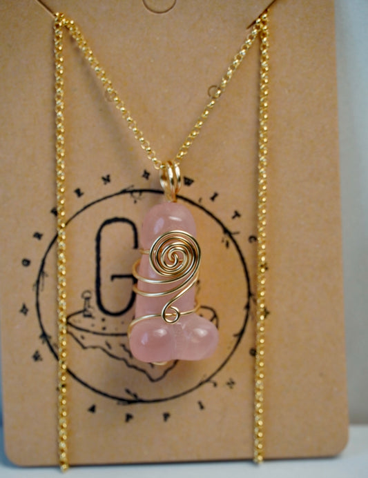 14k Gold Filled Rose Quartz Penis