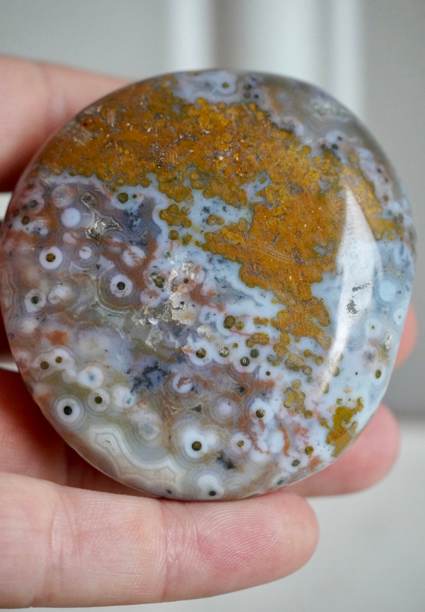8th Vein Ocean Jasper Palm Stone