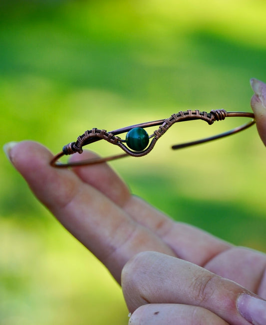 Malachite Copper Bangle Bracelet