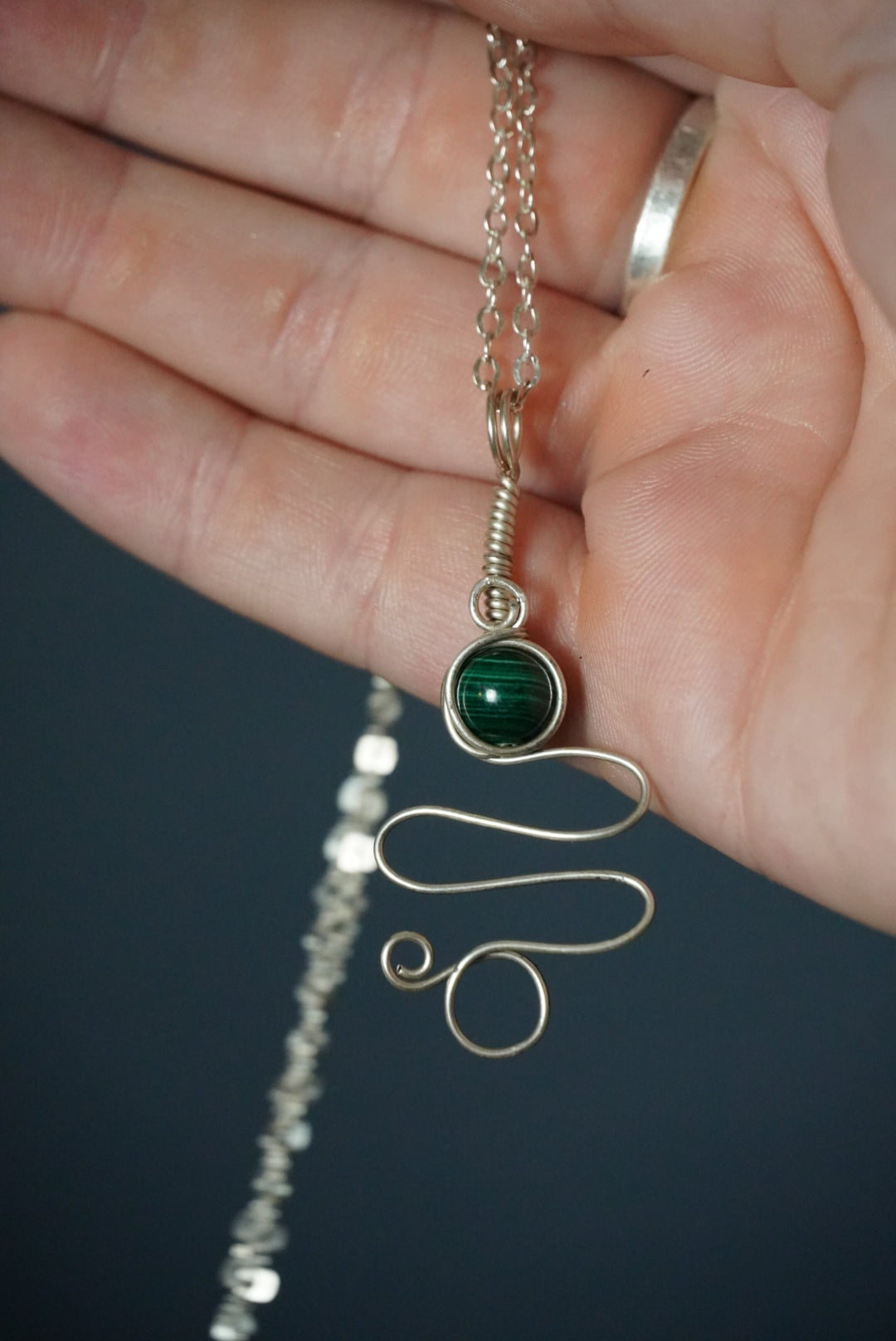 Natural Malachite Sterling Joint Holder