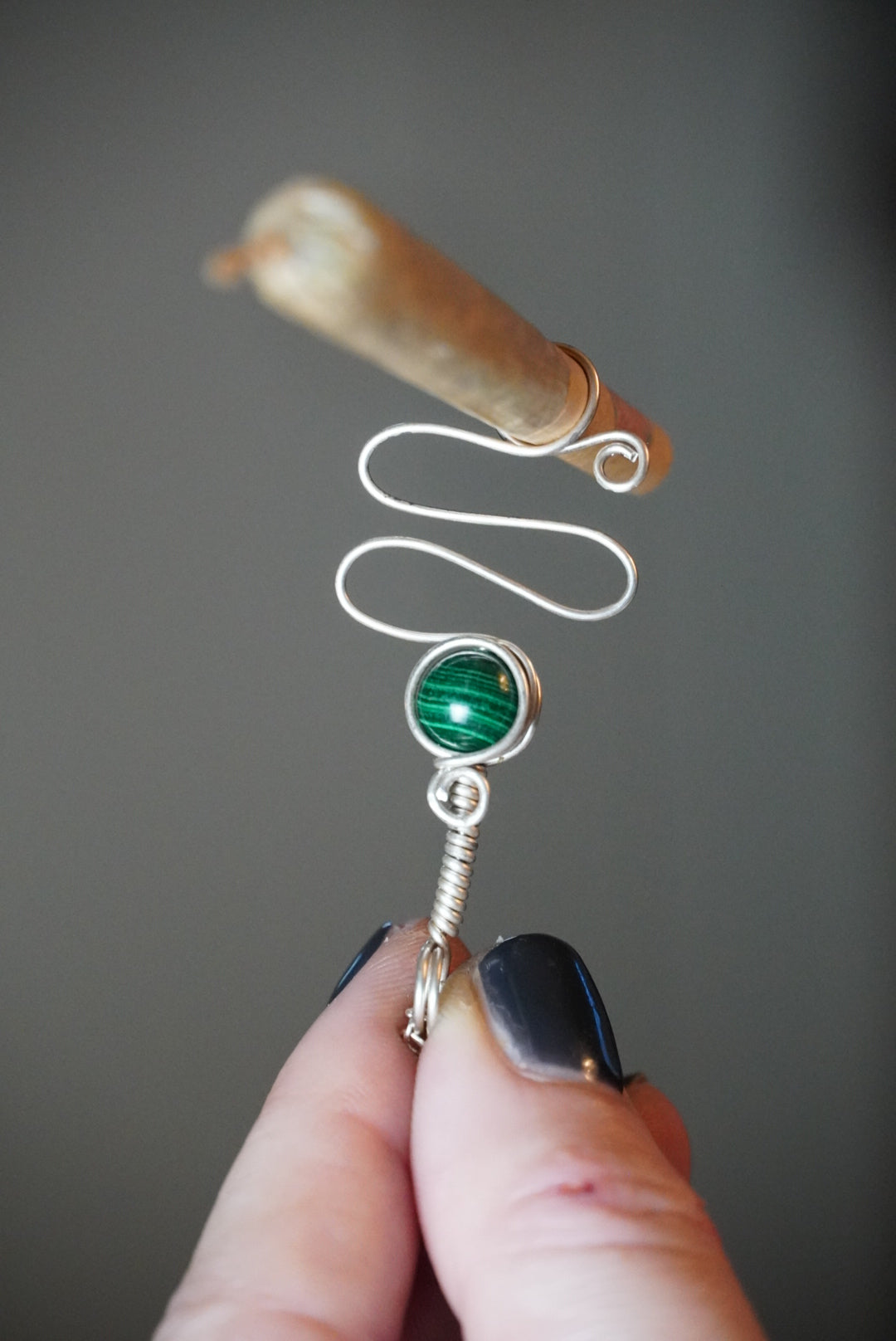 Natural Malachite Sterling Joint Holder