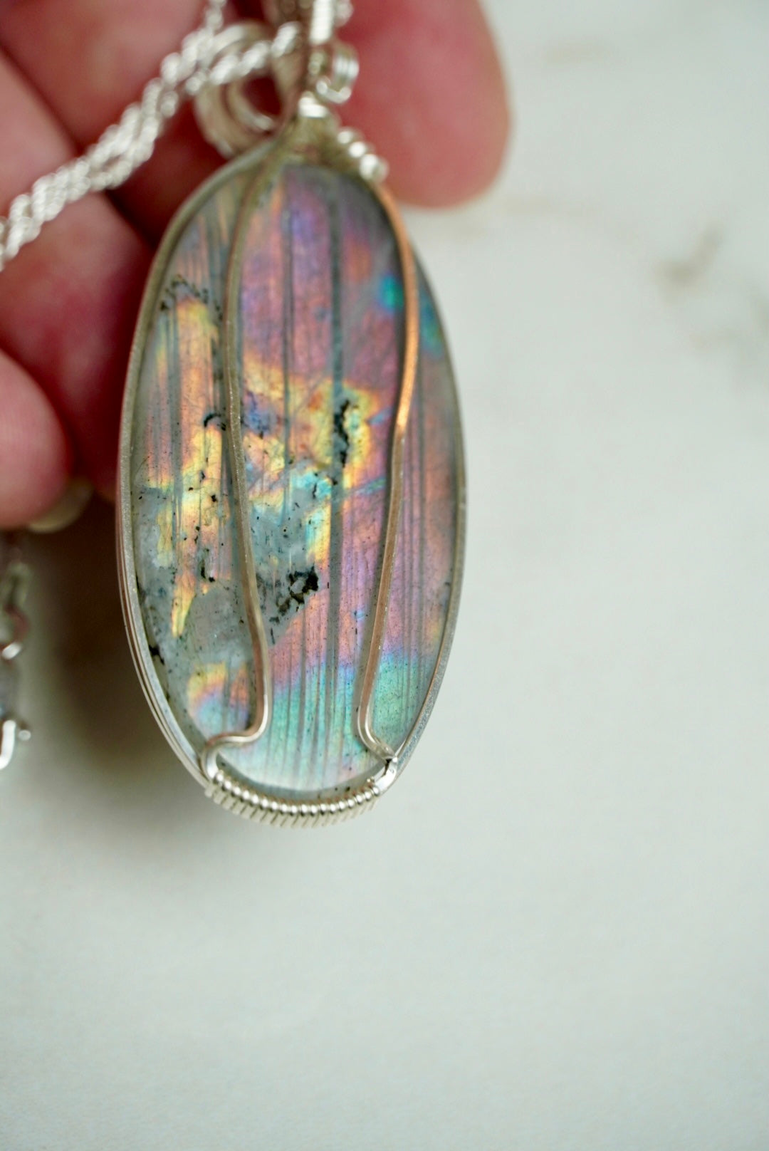 Rainbow Labradorite Dual Flash In Sterling Silver.