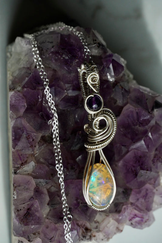 Sterling Silver Opal & Amethyst