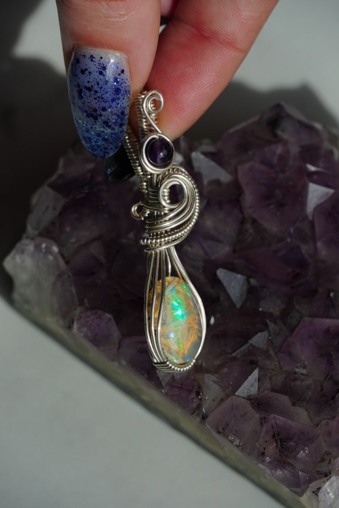 Sterling Silver Opal & Amethyst