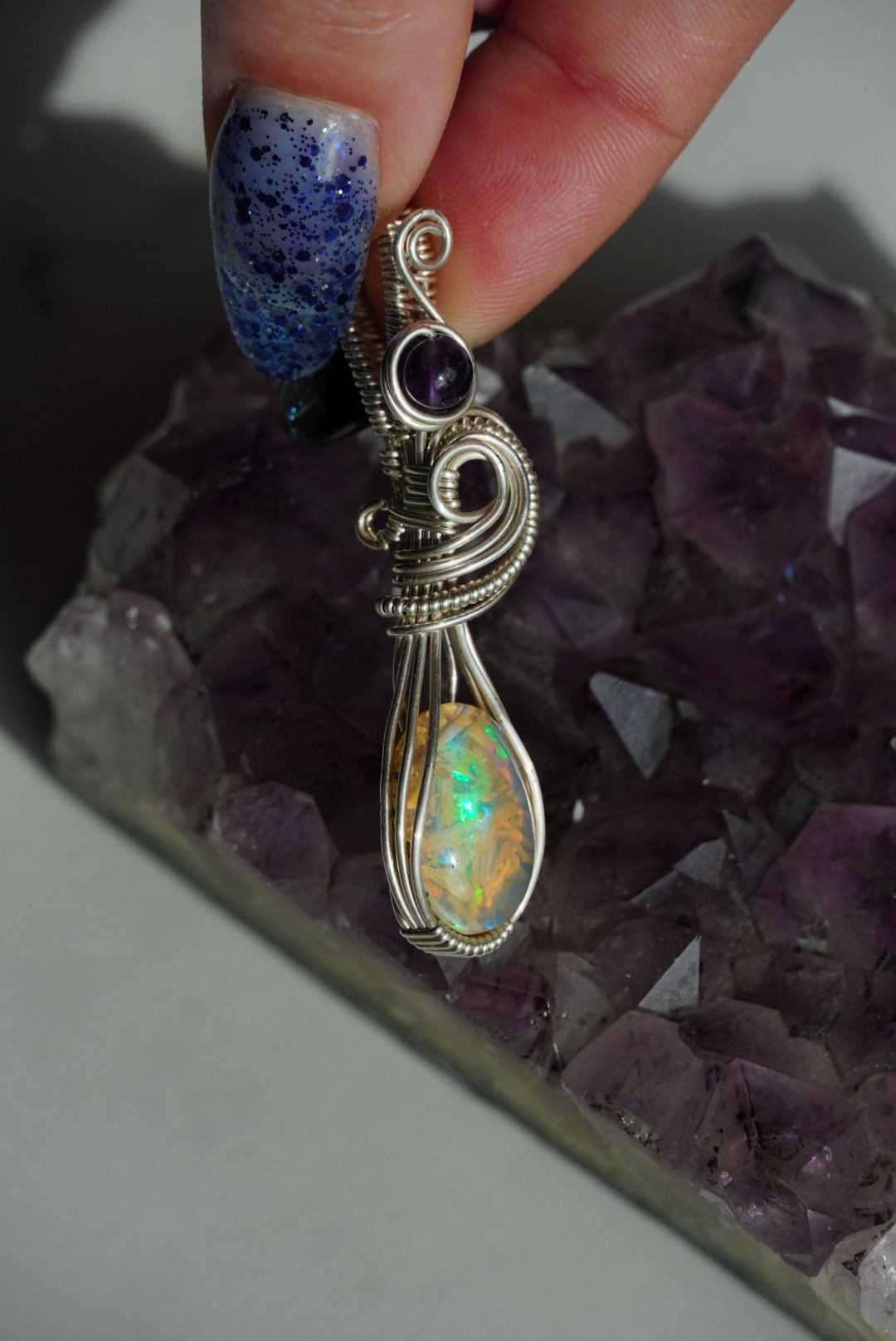 Sterling Silver Opal & Amethyst