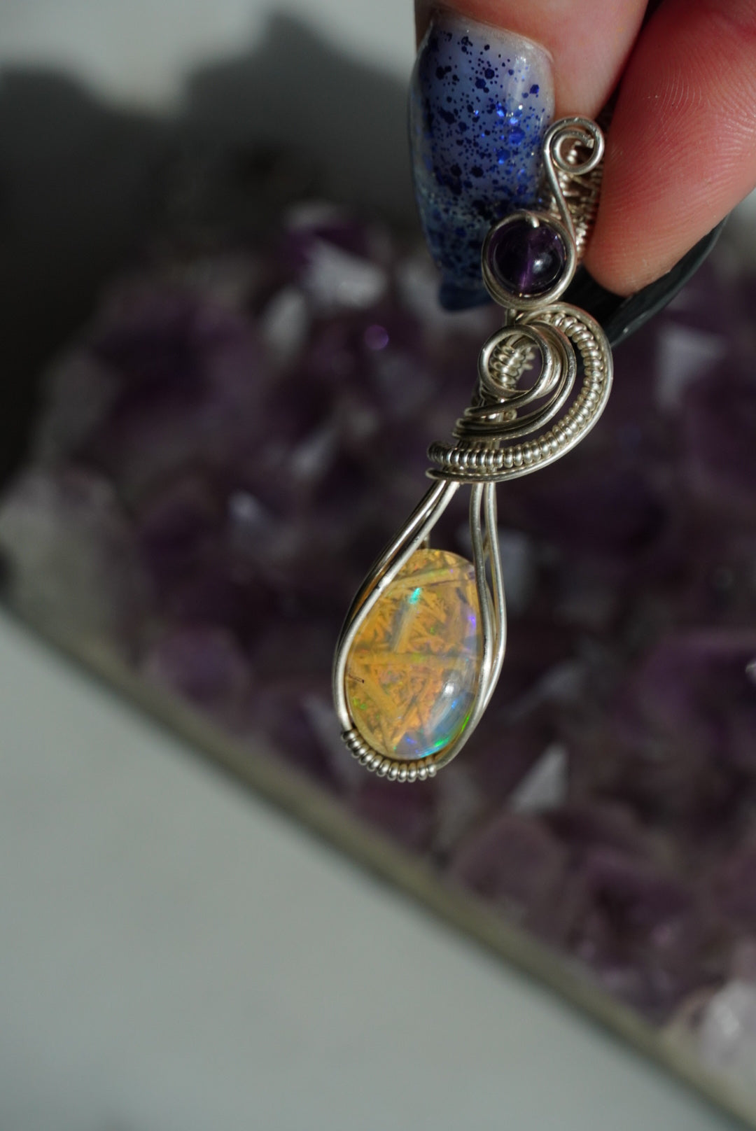 Sterling Silver Opal & Amethyst