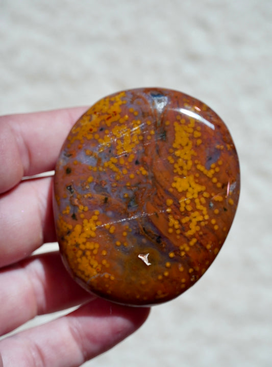 8th Vein Ocean Jasper Palm Stone