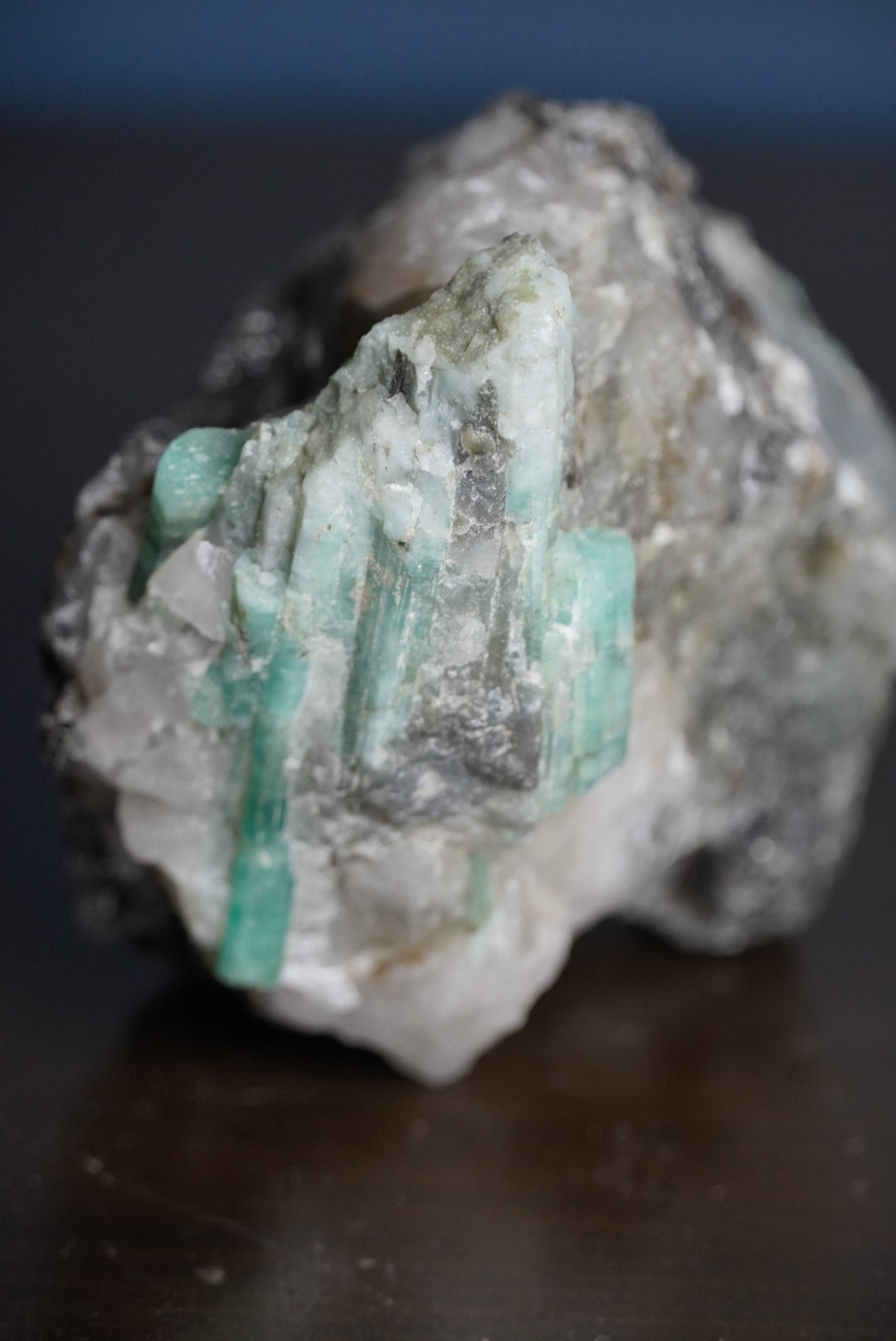 Emerald in Quartz & Tourmaline with Mica