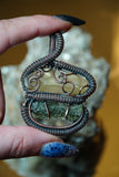 Moldavite & Libyan Desert Glass Pendant in Oxidized Copper