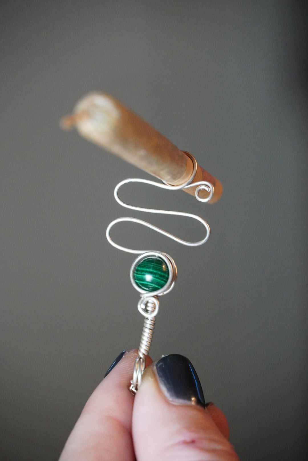 Natural Malachite Sterling Joint Holder