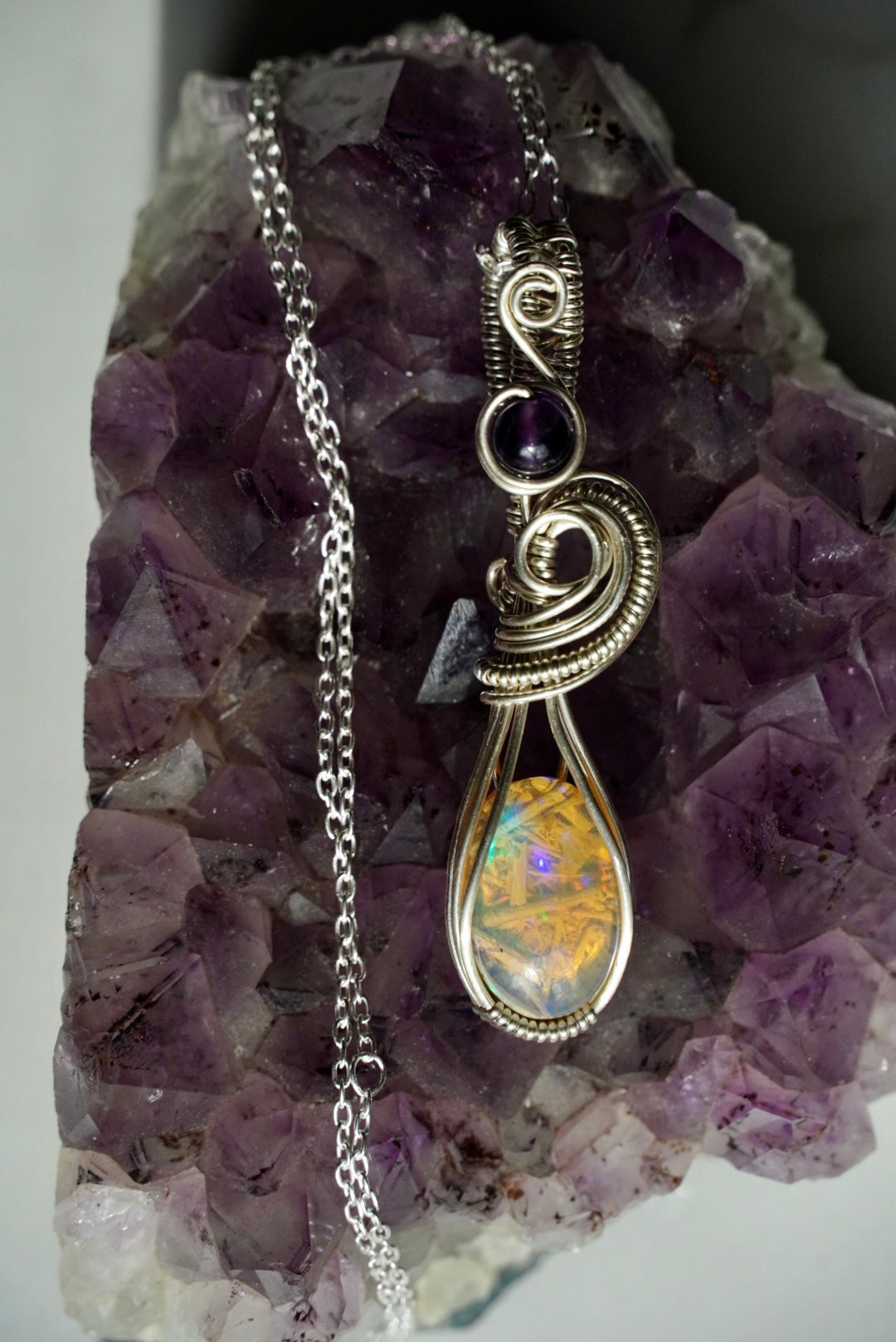 Sterling Silver Opal & Amethyst