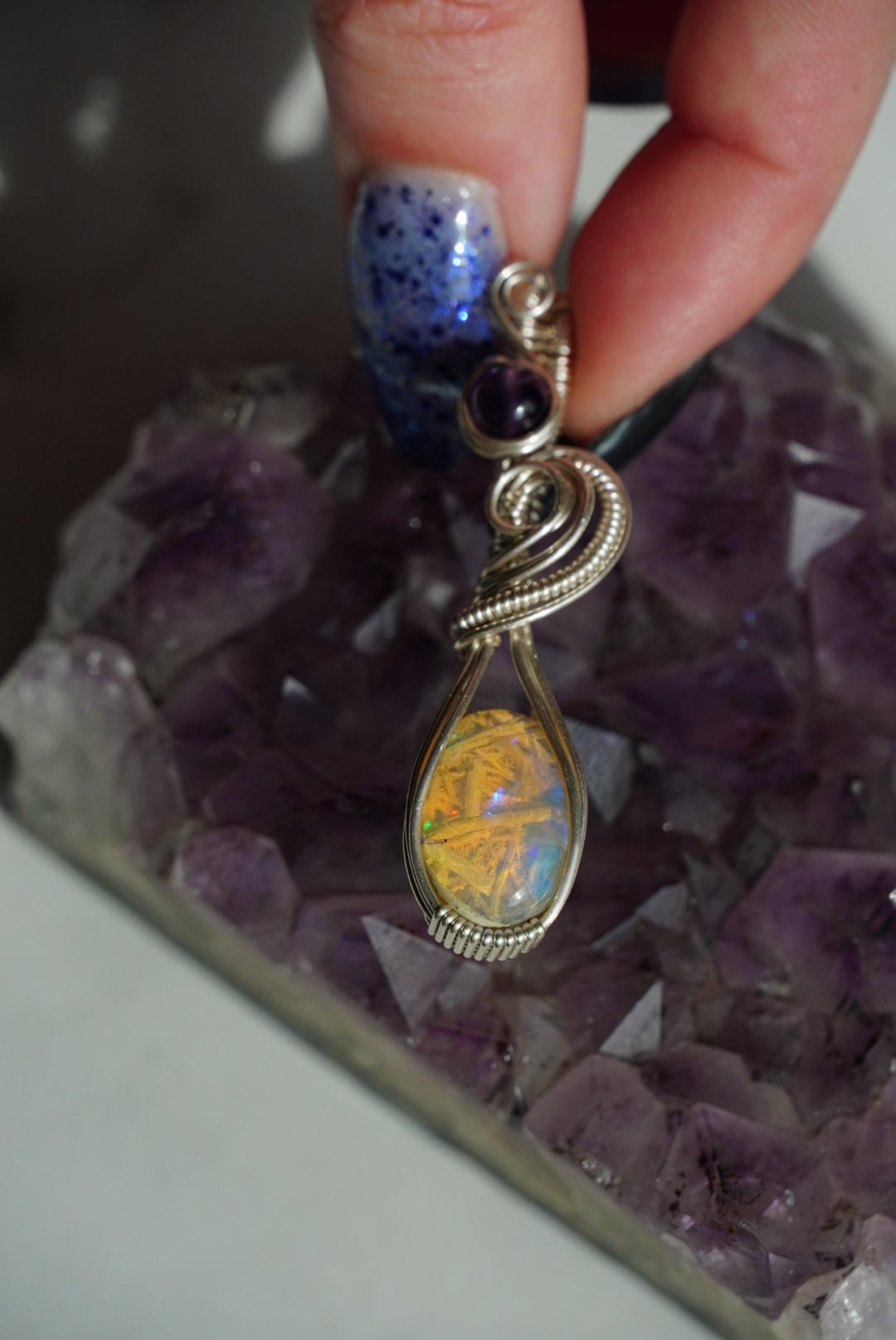 Sterling Silver Opal & Amethyst