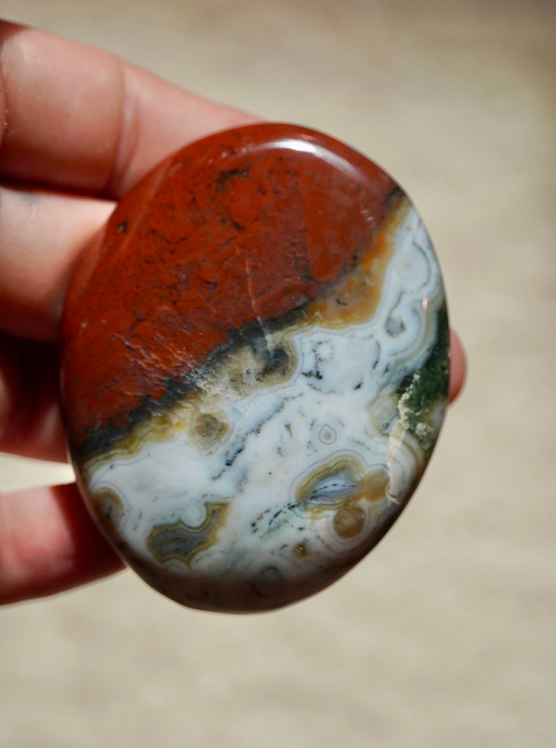 8th Vein Ocean Jasper Palm Stone